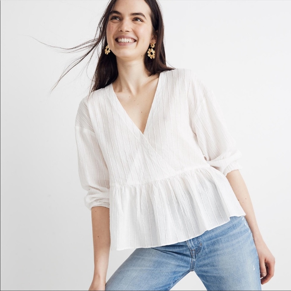 Madewell Bubble Sleeve Peplum Top